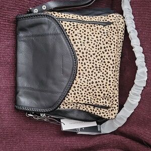 🆕️Aimee Kestenberg Crossbody, Black Leather/ Haircalf (Cheetah)
